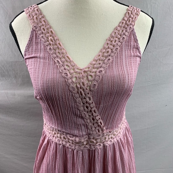 Pink Boho Lace-Straps Backless Cami Dress - Picture 7 of 9